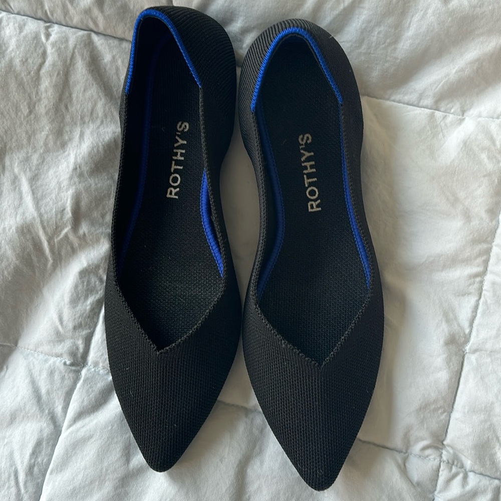 Black Rothy Pointed Toe Flats - great condition!